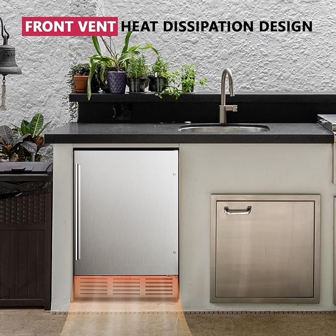 24 Inch Beverage Refrigerator, 180 Cans Undercounter Beverage Fridge with Stainless Steel for Home and Patio Use, Outdoor Refrigerator for Soda, Beer, Wine - Image 5