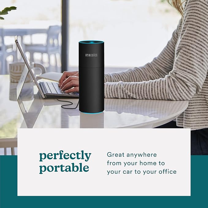 Homedics Portable Humidifier - Small Air Humidifiers for Bedroom, Plants, Office, Travel - Cool Mist Humidifiers, Color-Changing Accent Light, 2 Mist Settings, Black - Image 5