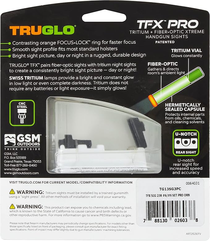Truglo TFX PRO Handgun Sight, Glowing Shock Proof Tritium and Fiber Optic Night - Image 3