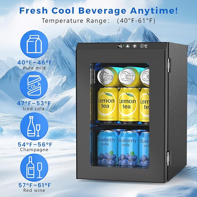 COWSAR Commercial Beverage Refrigerator 24-Can Mini Fridge, Countertop Wine Cooler Small Adjustable Digital Thermostat, LED Light, Freestanding Countertop Drink Refrigerator for Home, Bar & Office - Image 6