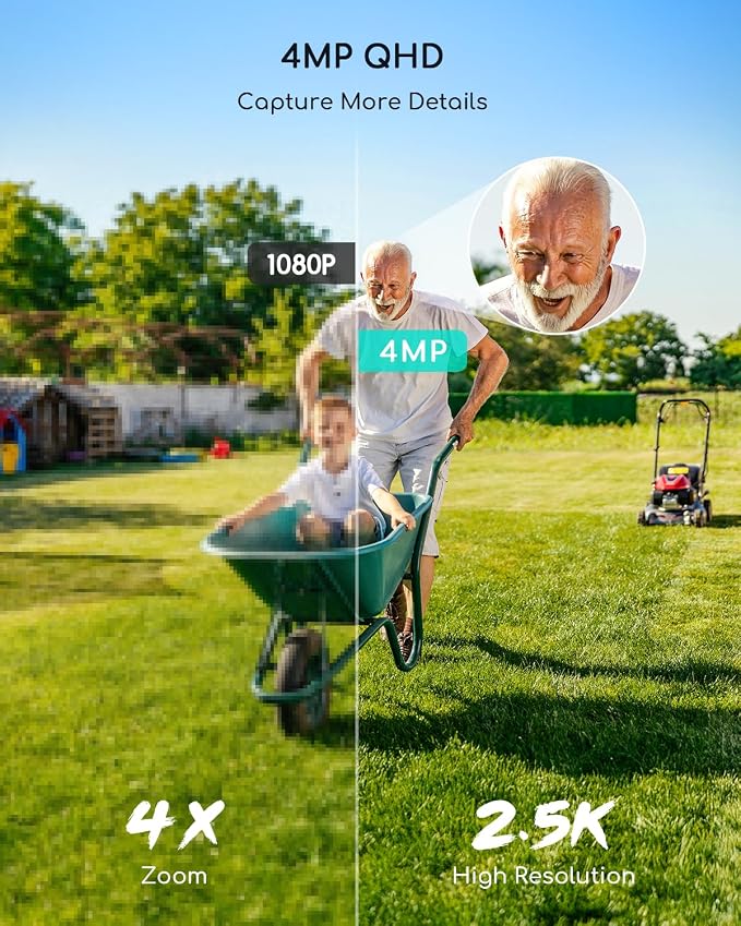 COOAU 4MP Cameras for Home Security Outdoor, 5GHz & 2.4GHz Solar Security - Image 2