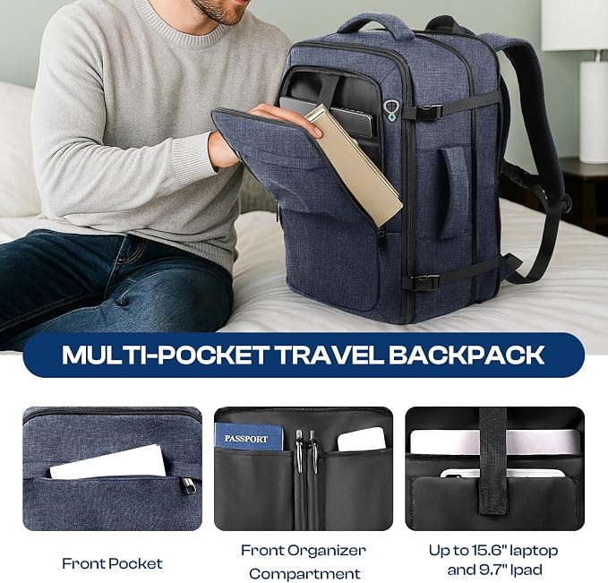 Carry on Backpack, 35L-45L Expanable Travel backpack, TSA Airplane Approved - Image 4