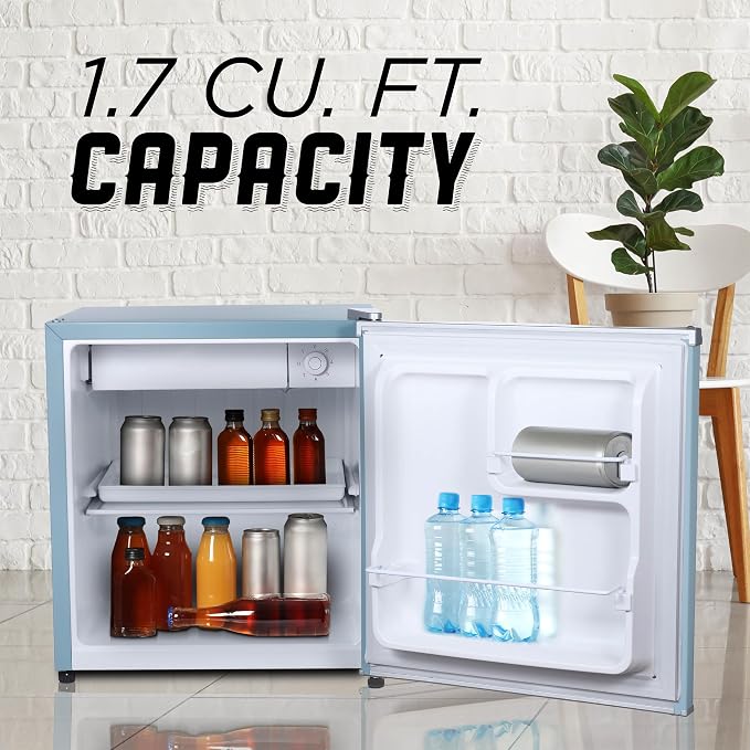 ICEBOX 1.7 Cu. Ft. Compact Refrigerator, ENERGY STAR Certified Small Refrigerator, Single Door Mini Fridge with Chiller Compartment, R600a Refrigerant, IBCR17SLT, Slate Blue - Image 2