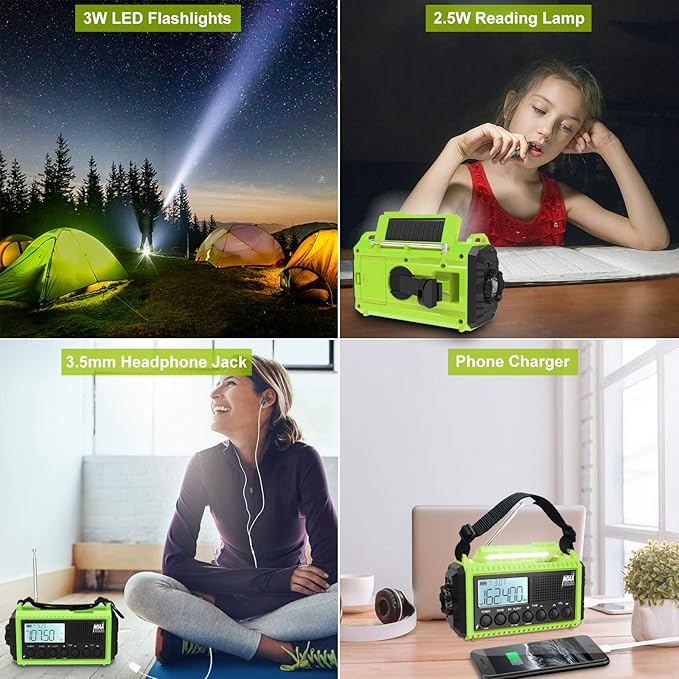 Raynic Emergency Weather Radio, 5000mAh/18500mWh Weather Radio, Portable Solar - Image 3