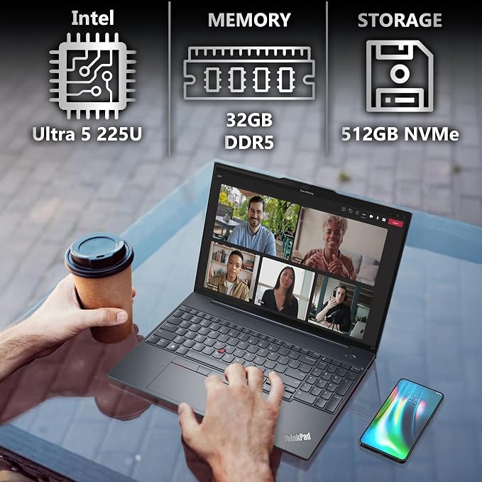 Lenovo ThinkPad T16 Gen 4 Business Laptop 16 FHD+ Display, Intel Ultra 5-225U (Beats i7-1355U), 32GB DDR5 RAM, 512GB SSD, 5MB Webcam, Fingerprint, Backlit KB, WiFi 6E + BT, RJ-45, Win 11 Pro - Image 2