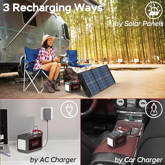 Portable Power Station 300W MARBERO 237Wh Camping Solar Generator Backup Lithium Battery with Pure Sine Wave 110V AC Outlet, USB C, USB A, DC for Outdoors Camping CPAP Home Blackout Emergency - Image 5