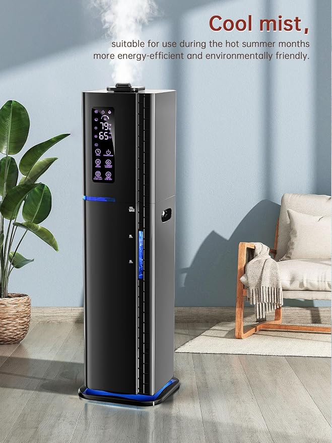 2.64Gal Humidifiers for Bedroom Large Room, Warm and Cool Mist up to 500ft², Top Fill Diffuser Ambient Light, 3 Mist Modes, 24H Timer, 35dB Quiet Humidifier for Home Office Plants - Image 5