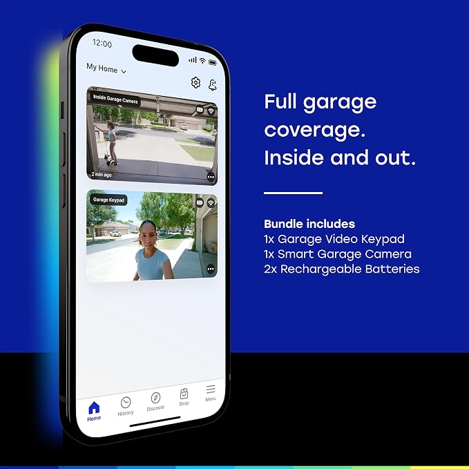 myQ Smart Garage Starter Kit: Garage Door Video Keypad + Rechargeable Battery + - Image 2
