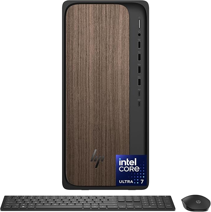 HP OmniDesk Desktop PC, Intel Core Ultra 7 265, 32 GB RAM, 2 TB SSD, Intel Graphics, Windows 11 Home, Microsoft Copilot, Dark Wood, M03-0060 (2025) by Unknown