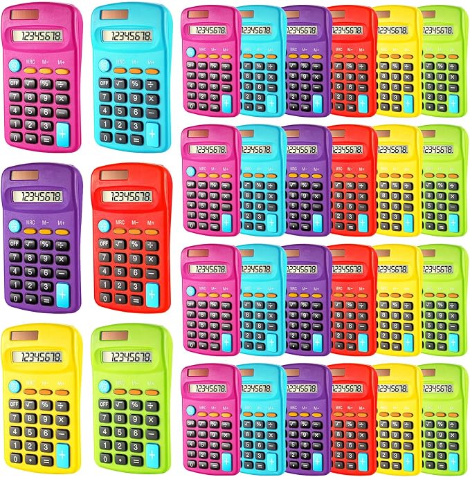 Weewooday 18 Pieces Small Basic Calculator Bulk 8 Digit Solar Battery Dual by Weewooday