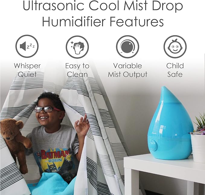 Crane Ultrasonic Cool Mist Humidifier for Bedroom, Baby Nursery, Kids Room, Plants, or Office, Large 1 Gallon Tank, Filter Optional, Aqua - Image 2