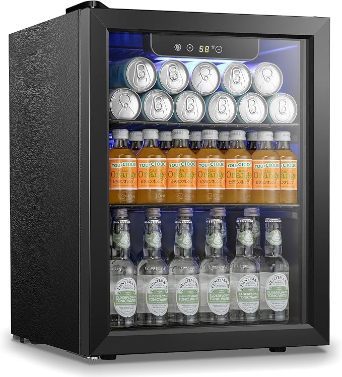Antarctic Star Beverage Refrigerator Cooler 68 Can, Mini Fridge with Glass Door for Beer Drinks Wine,Freestanding Small Fridge with Electronic Temperature Control for Home and Bar,1.7 cu.ft by AntarcticStar