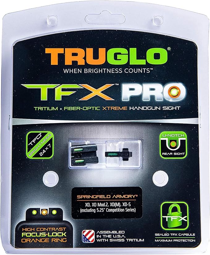 Truglo TFX PRO Handgun Sight, Glowing Shock Proof Tritium and Fiber Optic Night - Image 4