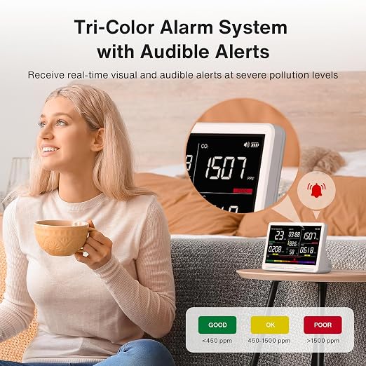 Upgrade Extended 12-Hour Battery Life 16 in 1 Air Quality Monitor Indoor - Image 5