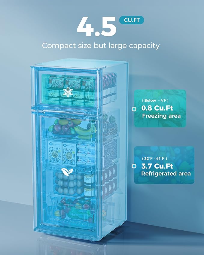 EUHOMY Mini Fridge with Freezer, 4.5 Cu.Ft Mini Refrigerator fridge, 2 door For Bedroom/Dorm/Office/Apartment - Food Storage or Cooling drinks, Black - Image 2