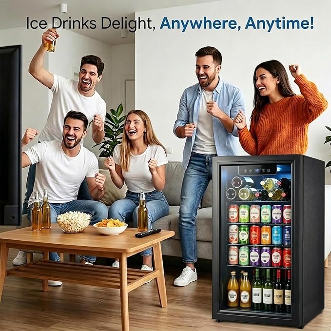 Beverage Refrigerator, 3.2 Cu.Ft Mini Fridge with Glass Door & Air Cooling, and Electronic Temperature Control for Beer, Wine, Soda, Compact Drink Fridge for Home, Office, Bar (3.2 Cu.Ft) - Image 7