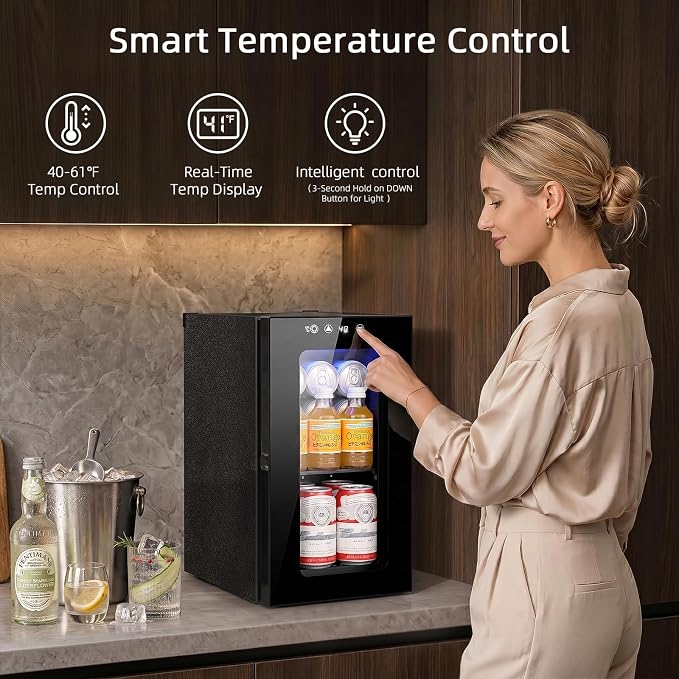Antarctic Star Mini Fridge Beverage Refrigerator, 10L Small Drink Fridge for Bedroom, beverage cooler with Digital Temp Adjustment 40-61°F, Ideal for Bedroom, Dormitory, Office, Bar and Kitchen - Image 7