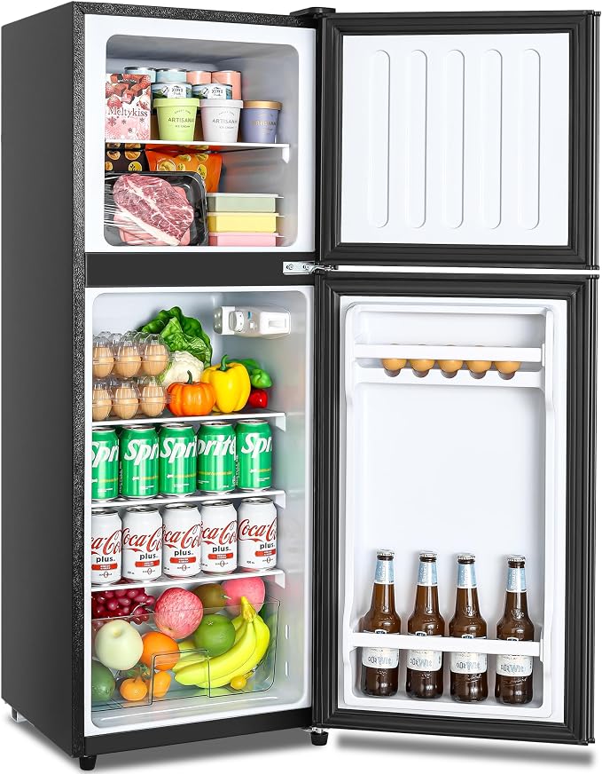 Cucina Magica 5.0 Cu.Ft Fridge with Freezer, Dual Door Refrigerator with 7 Settings Temperature Adjustable, Small Fridge for Dorm Office Apartment and Home (Black, 5.0 Cu.Ft) - Image 2
