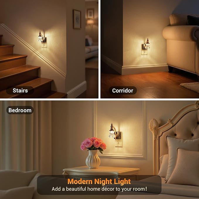 JandCase Night Light, Night Lights Plug into Wall, 2 Pack Glass Flower LED - Image 5