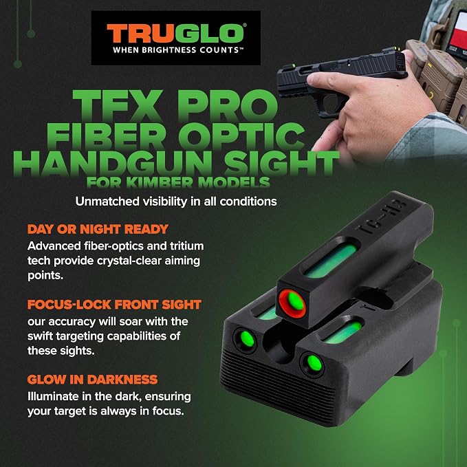 Truglo TFX PRO Handgun Sight, Glowing Shock Proof Tritium and Fiber Optic Night - Image 2