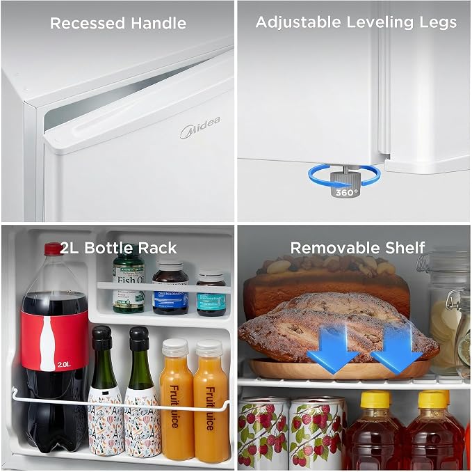 Midea 1.7 Cu.ft Mini Fridge, Energy Star Certified, Low Noise for Bedroom | Adjustable Thermostat, Reversible Door,Ideal for Dorm, Office,White - Image 6