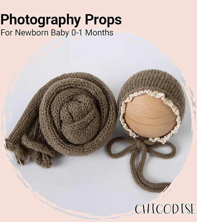 Newborn Photography Props Wraps & Ruffle Edge Bonnet - Image 5