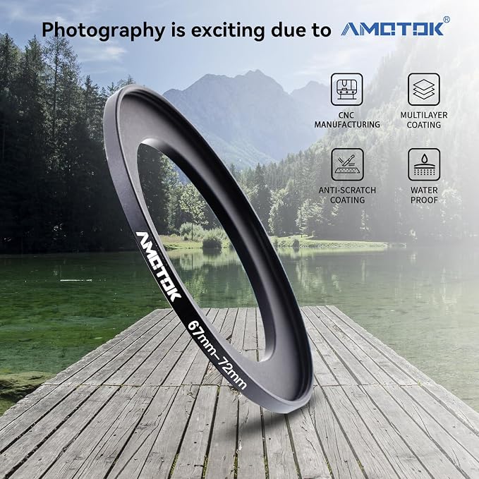 67mm Lens to 72mm Camera Lens Adapter, 67mm to 72mm Filter Step-up Ring Adapter - Image 2