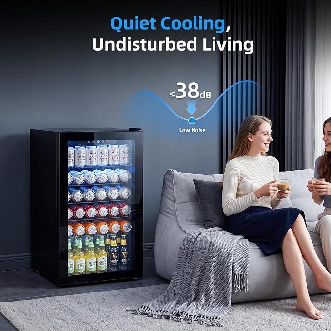 Antarctic Star Mini Fridge 130 Can Beverage Refrigerator Cooler with Glass Door,Adjustable Shelves & Digital Temperature for Soda Beer or wine fridge for Home, Office Bar 3.2cu.ft - Image 6
