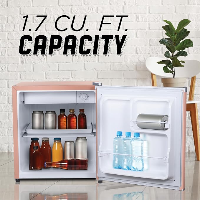 ICEBOX 1.7 Cu. Ft. Compact Refrigerator, ENERGY STAR Certified Small Refrigerator, Single Door Mini Fridge with Chiller Compartment, R600a Refrigerant, IBCR17BLS, Blush Red - Image 2