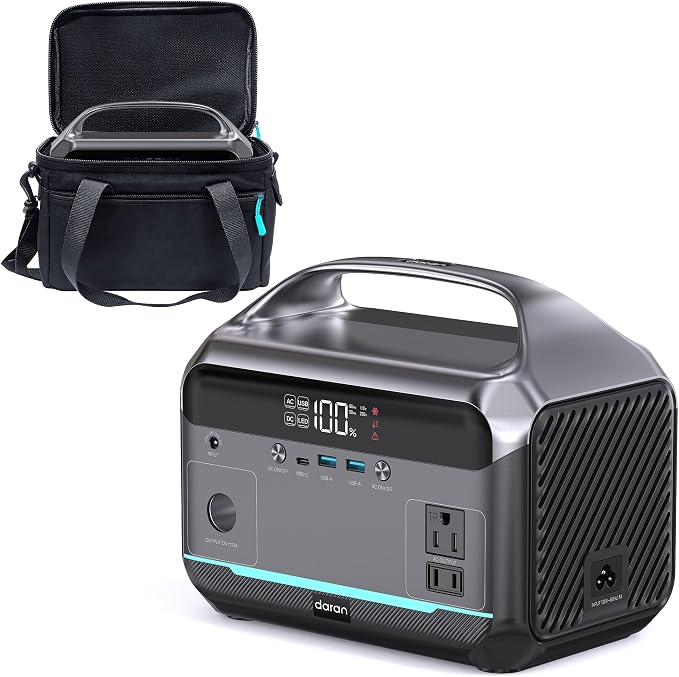 DARAN Portable Power Station 350W (600W Surge), Solar Generator 288Wh(90,000mAh) LiFePO4 Battery Backup with AC Outlets, 7-Port Design Power Bank for Camping, Hurricane Emergency RV by DARAN