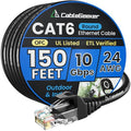 Cat 6 Ethernet Cable 150 ft, Indoor&Outdoor, High Speed 10Gbps 24AWG Pure by CableGeeker