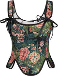 SCARLET DARKNESS Bustier Tops for Women Renaissance Floral Lace Up Bodyshaper by SCARLETDARKNESS