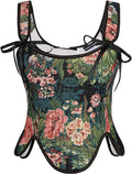 SCARLET DARKNESS Bustier Tops for Women Renaissance Floral Lace Up Bodyshaper by SCARLETDARKNESS