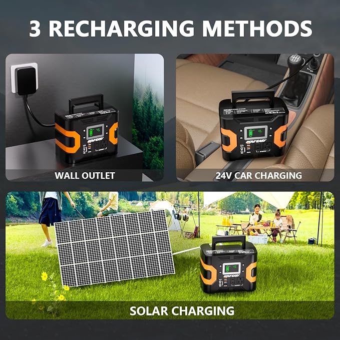 HOWEASY Portable Power Station 300W, 236Wh Solar Generator with Pure Sine Wave 110V AC Output, Backup Lithium Battery with LED Light for Outdoor Camping Travel Home Blackout - Image 6