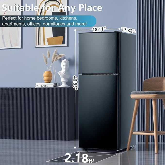 Cucina Magica 5.0 Cu.Ft Fridge with Freezer, Dual Door Refrigerator with 7 Settings Temperature Adjustable, Small Fridge for Dorm Office Apartment and Home (Black, 5.0 Cu.Ft) - Image 4