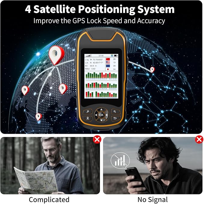 Handheld GPS for Hiking, Rugged and Waterproof Handheld GPS Navigator, 3.2" - Image 5