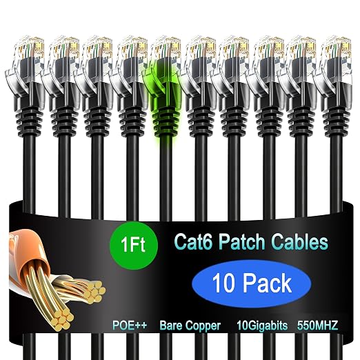 Cat6 Ethernet Patch Cable 1 ft, Cat6 Patch Cable by Lysymixs
