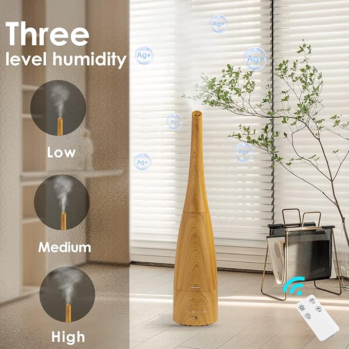Cool Mist Humidifier,Elecameier Warm and Cool Mist Humidifier for Home/Bedroom with Remote Control Smart Air Humidifier for Desk/Office/Baby Bedroom 25dB Whisper Quiet with Auto Shut off light wood - Image 7