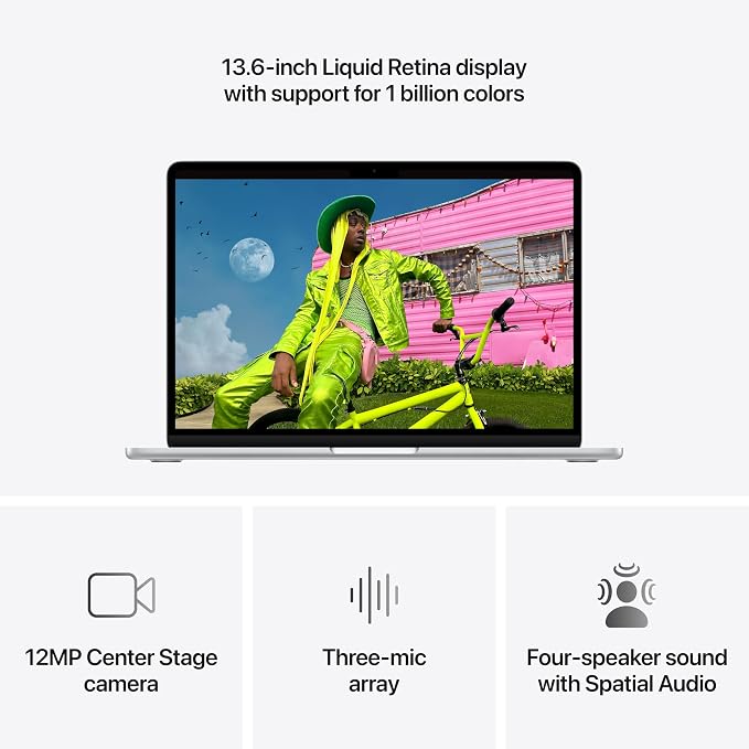 Apple 2026 MacBook Air 13-inch Laptop with M5 chip: Built for AI, 13.6-inch Liquid Retina Display, 16GB Unified Memory, 512GB SSD, 12MP Center Stage Camera, Touch ID, Wi-Fi 7; Silver - Image 5