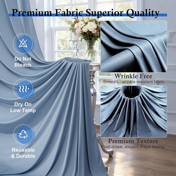 50ft x 12ft Dusty Blue Backdrop Curtains - Image 2