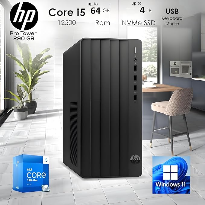 HP Pro Tower 290 G9 Business Desktop, Intel i5-12500, 32GB RAM 1TB SSD | CPU up to 4.6GHz, Wi-Fi 6, Bluetooth 5.3, Dual Monitor Support, Windows 11 Home - Image 3
