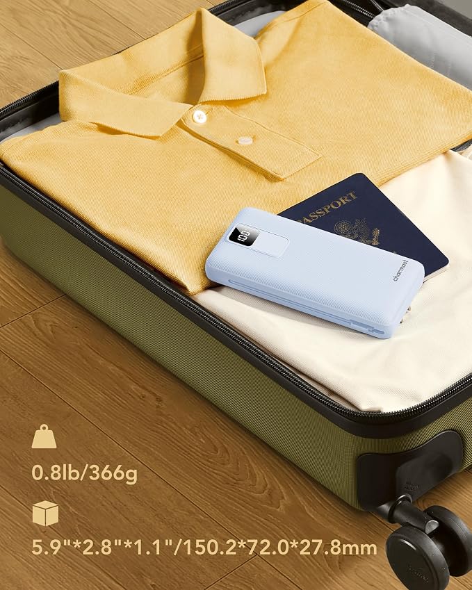 charmast 20000mAh Portable Charger with Built-in Cables & Wall Plug, 20W USB C Power Bank, Fast Charging Battery Pack Travel Essentials Compatible with iPhone 16/15/14 Series, Samsung, Google, iPad - Image 9