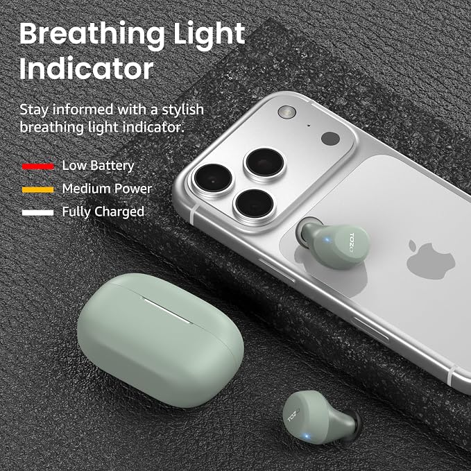TOZO A1 Wireless Earbuds Bluetooth 5.3 Light Weight in Ear Headphones | IPX5 Waterproof, 2 Mics for AI Calls, Immersive Premium Sound Bass Ear buds with Charging Case, 32 Presets EQ via TOZO App - Image 7