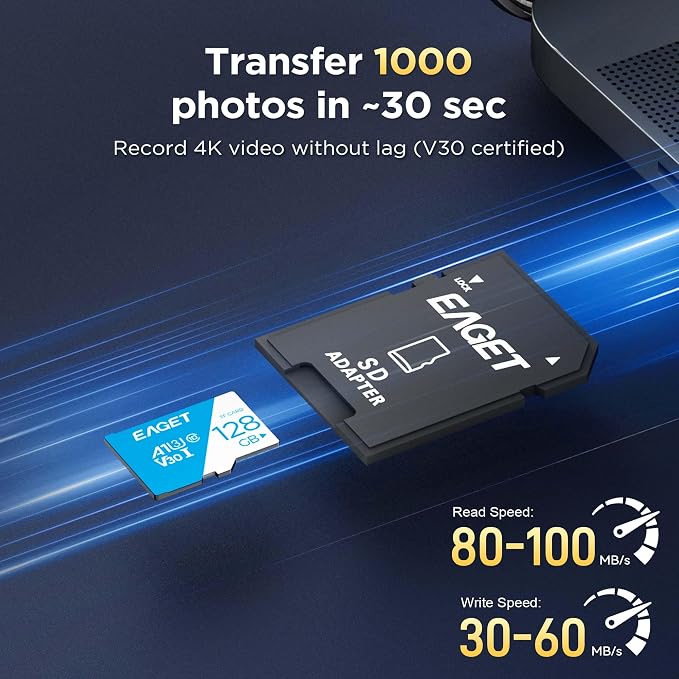 EAGET 2-Pack 128GB TF Memory Card Up to 100MB/s Read - Image 3