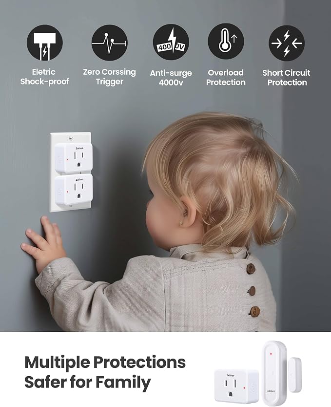 Zoiinet Door Sensor Outlet Plug Kit, Wireless Mini Contact Window Sensor - Image 6