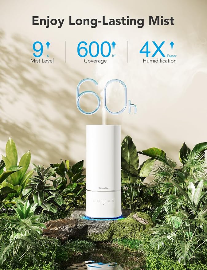GoveeLife Humidifiers for Bedroom, 6L Top Fill Cool Mist Humidifier for Large Room, Auto Mode, Adjustable Mist, Quiet Sleep Mode, WiFi Smart Air Humidifier with RGB for Baby, Plants, Work with Alexa - Image 3