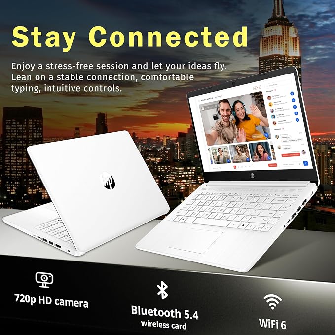 HP 14" HD Student Laptop, Intel Celeron N4500, 4GB DDR4 RAM, 64GB eMMC, Intel UHD Graphics, 720p HD Camera, Copilot, Fast Charge, Wi-Fi 6, Windows 11S, White (Renewed) - Image 4