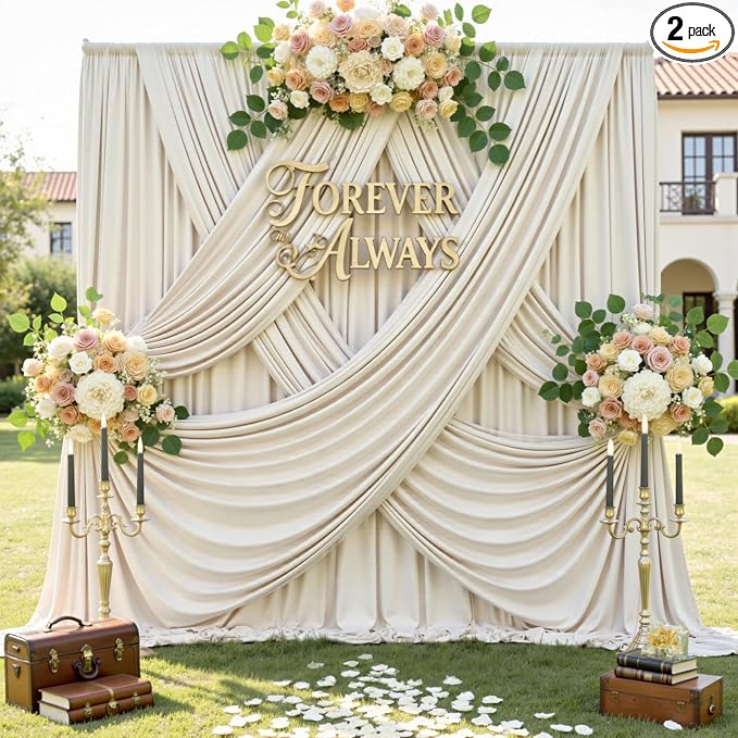12ft x 10ft Wrinkle Free Beige Backdrop Curtains by CO-AVE