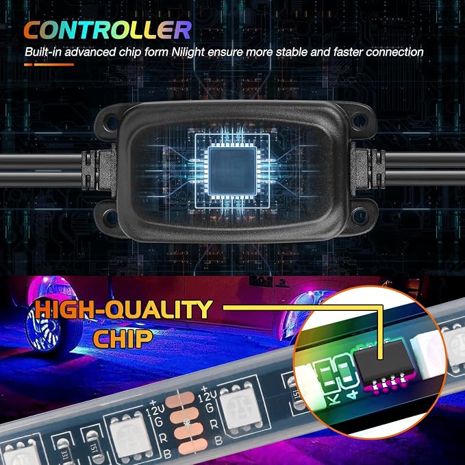 Nilight 4PCS 15.5inch LED Wheel Ring Lights RGB - Image 2