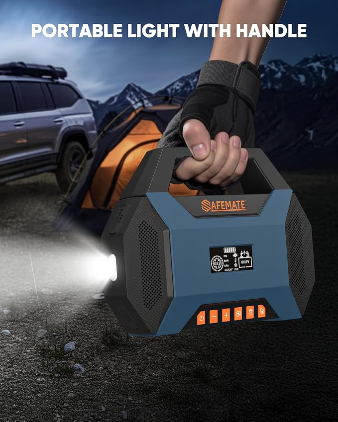 2500A Car Jump Starter with Air Compressor - 120PSI Tire Inflator, 40W Fast Charging, 48.84Wh Portable Power Bank, Voltage Tester for 8L Gas/6L Diesel Engines - Image 9